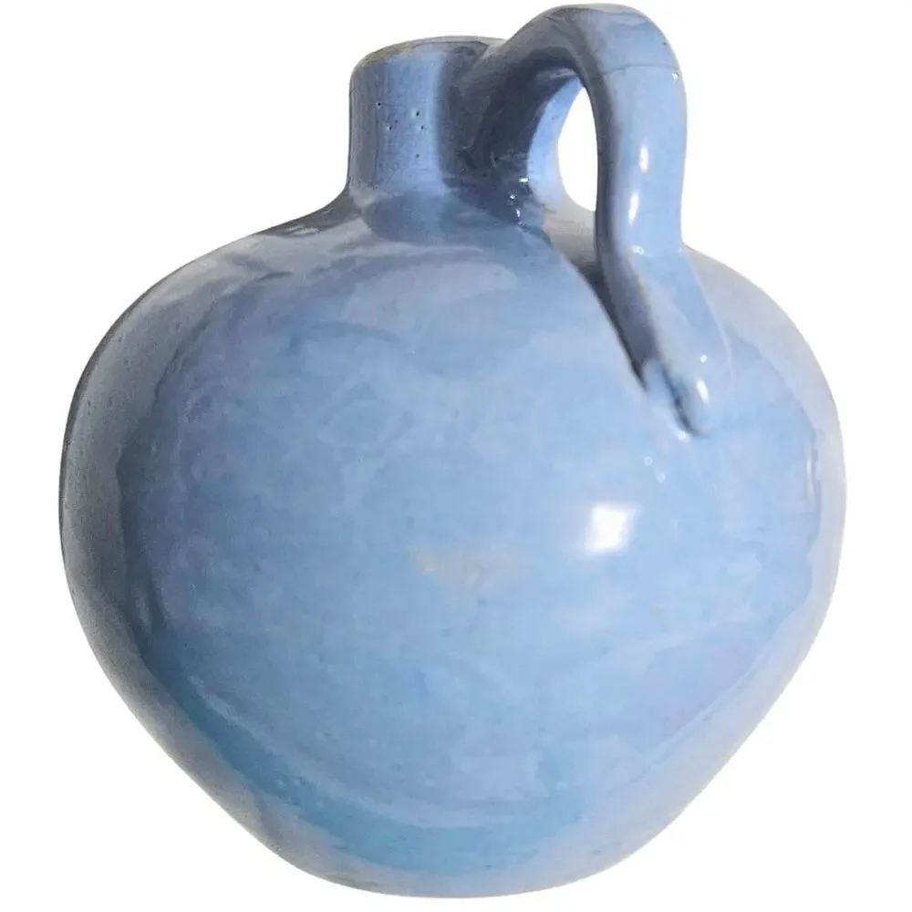 30s Blue Glazed Water Jug Farmhouse Utilitarian Stoneware Antique Depression Era - Picture 2 of 8